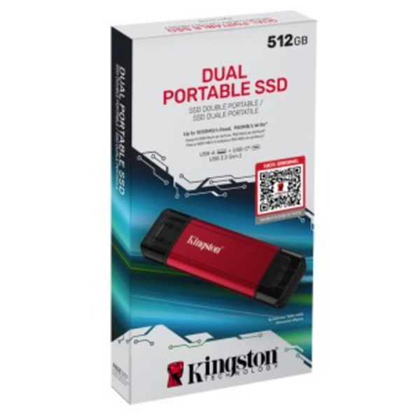 Kingston Dual Portable Solid-State Drive USB Type-A and Type-C speeds of up to 1,050MB/s